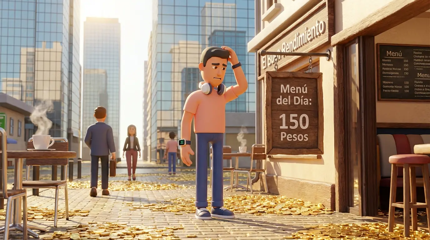 Dino mira el menú con preocupación